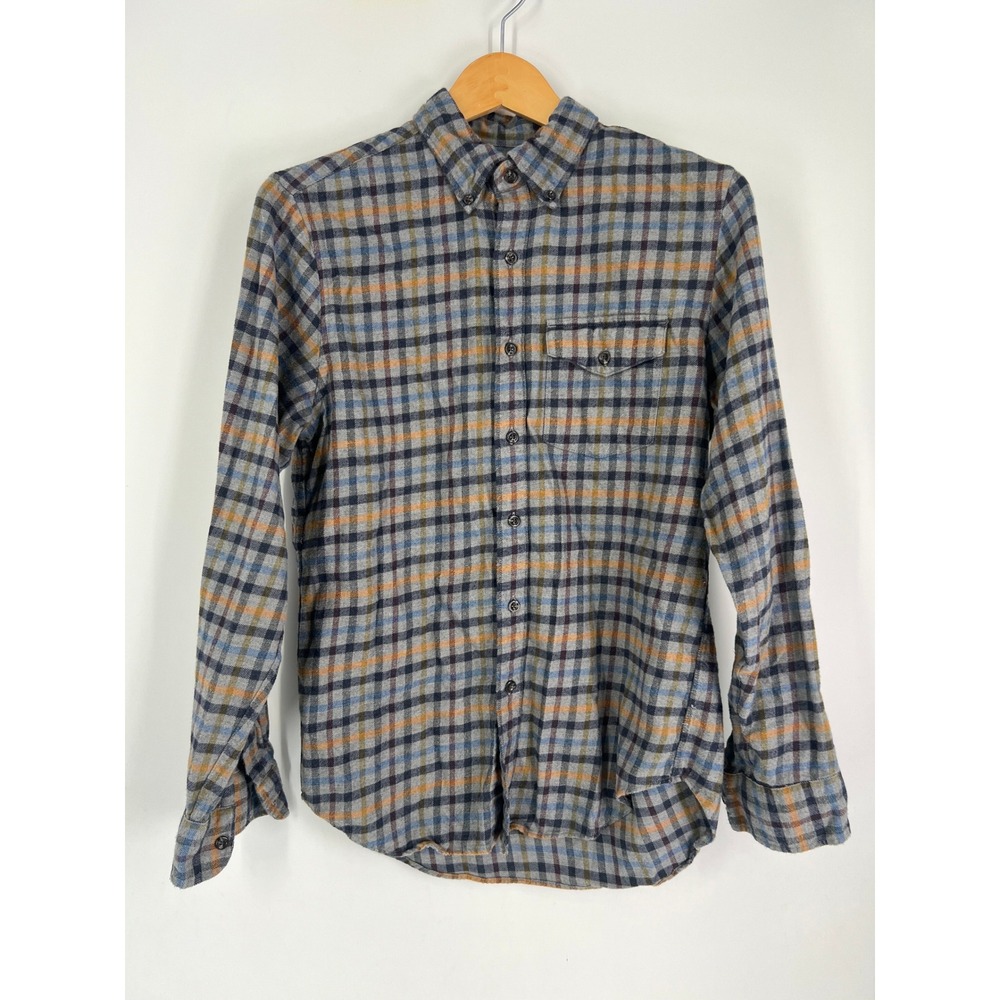 J. Crew Men S Cotton Cashmere Plaid Flannel Button Down Shirt Gray Blue BL160